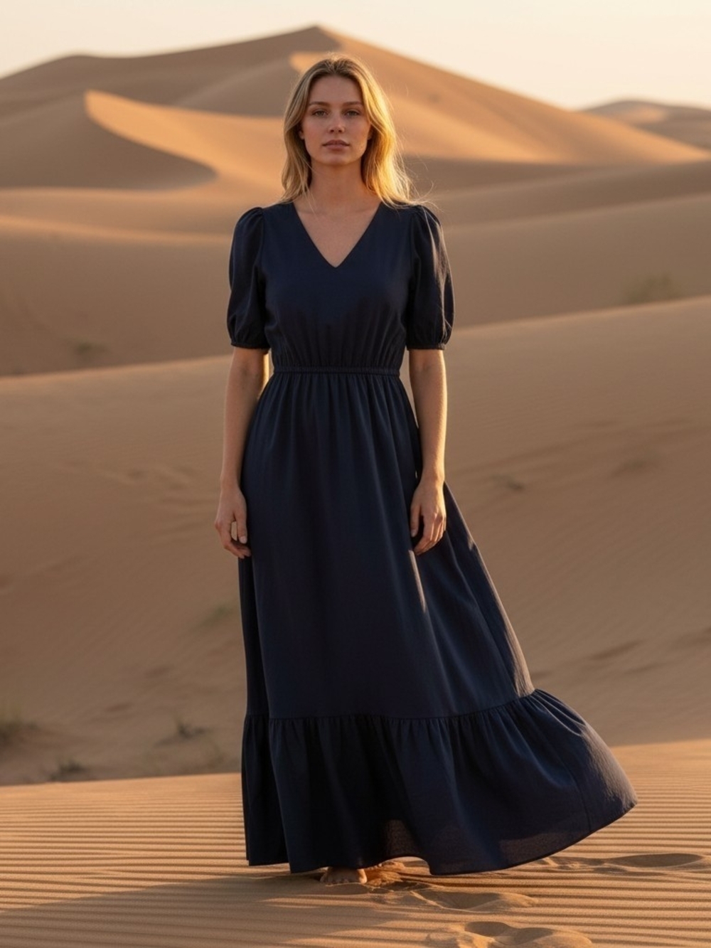 Express Black Maxi Dress with Full Sleeve And Tiered Bottom